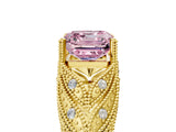 Yellow gold Fancy Pink Asscher Cut Cut Milgrain Pave Diamond Engagement Ring with Four-Prong Setting_20