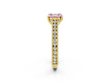 Yellow gold Fancy Pink Asscher Cut Cut Pave Band Milgrain Solitaire Ring_2