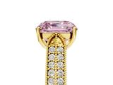 Yellow gold Fancy Pink Asscher Cut Cut Pave Split Shank Engagement Ring with Four-Prong Setting_5
