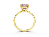 Yellow gold Fancy Pink Asscher Cut Diamond Brilliant Solitaire Ring with Pavé Band and Four-Prong Setting_15