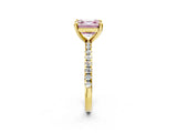 Yellow gold Fancy Pink Asscher Cut Diamond Brilliant Solitaire Ring with Pavé Band and Four-Prong Setting_2