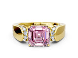 Yellow gold Fancy Pink Asscher Cut Diamond Channel Set Solitaire Ring with Four-Prong Setting_12