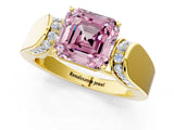 Yellow gold Fancy Pink Asscher Cut Diamond Channel Set Solitaire Ring with Four-Prong Setting_13