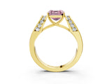 Yellow gold Fancy Pink Asscher Cut Diamond Channel Set Solitaire Ring with Four-Prong Setting_15
