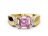 Yellow gold Fancy Pink Asscher Cut Diamond Channel Set Solitaire Ring with Four-Prong Setting_24