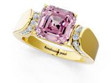 Yellow gold Fancy Pink Asscher Cut Diamond Channel Set Solitaire Ring with Four-Prong Setting_25
