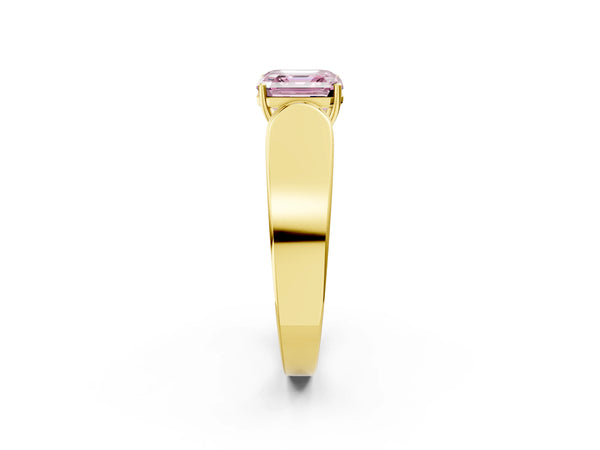 Yellow Gold Asscher Cut Channel Set Engagement Ring Setting for Fancy Pink Center with Wide Band