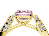 Yellow gold Fancy Pink Asscher Cut Diamond Channel Set Solitaire Ring with Four-Prong Setting_28