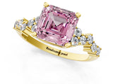 Yellow gold Fancy Pink Asscher Cut Diamond Cluster Pavé Band with Four-Prong Setting_4