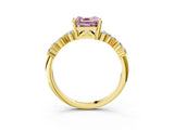 Yellow gold Fancy Pink Asscher Cut Diamond Cluster Pavé Band with Four-Prong Setting_6