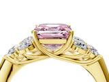 Yellow gold Fancy Pink Asscher  Cut Diamond Cluster Ring with Round Accent Stones and Prong Setting on a Classic Band_51