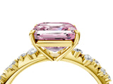 Yellow gold Fancy Pink Asscher Cut Diamond Cluster Side Stone Solitaire Ring with Prong Setting_83