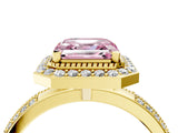 Yellow gold Fancy Pink Asscher Cut Diamond Double Halo Ring with Split Shank and Four-Prong Setting_16