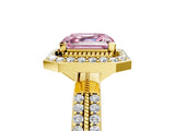 Yellow gold Fancy Pink Asscher Cut Diamond Double Halo Ring with Split Shank and Four-Prong Setting_17