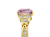 Yellow gold Fancy Pink Asscher  Cut Diamond Engagement Ring with Bezel Set Round Side Stones and Prong Setting_88