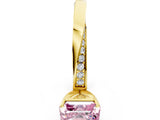 Yellow gold Fancy Pink Asscher Cut Diamond Engagement Ring with Side Stone Accents and Four-Prong Setting_132
