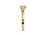 Yellow gold Fancy Pink Asscher Cut Diamond Engagement Ring with Side Stone Accents and Four-Prong Setting_14