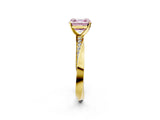 Yellow gold Fancy Pink Asscher Cut Diamond Engagement Ring with Side Stone Accents and Four-Prong Setting_20