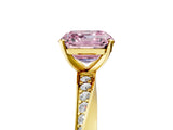 Yellow gold Fancy Pink Asscher Cut Diamond Engagement Ring with Side Stone Accents and Four-Prong Setting_23