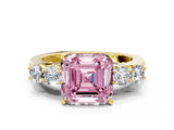 Yellow gold Fancy Pink Asscher  Cut Diamond Five-Stone Prong Set White Gold Ring_29