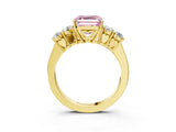 Yellow gold Fancy Pink Asscher  Cut Diamond Five-Stone Prong Set White Gold Ring_32