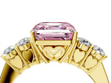 Yellow gold Fancy Pink Asscher  Cut Diamond Five-Stone Prong Set White Gold Ring_33