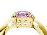 Yellow gold Fancy Pink Asscher  Cut Diamond Halo Engagement Ring with Split Shank and Four-Prong Setting_50
