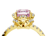 Yellow gold Fancy Pink Asscher Cut Diamond Halo Pave Band with Four-Prong Setting_19