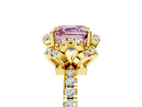Yellow gold Fancy Pink Asscher Cut Diamond Halo Pave Band with Four-Prong Setting_20