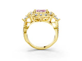 Yellow gold Fancy Pink Asscher Cut Diamond Halo Ring with Pavé Band and Four-Prong Setting_21