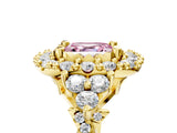 Yellow gold Fancy Pink Asscher Cut Diamond Halo Ring with Pavé Band and Four-Prong Setting_23