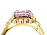 Yellow gold Fancy Pink Asscher Cut Diamond Halo Ring with Pear Side Stones and Prong Setting_38