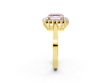 Yellow gold Fancy Pink Asscher  Cut Diamond Halo Ring with Round Brilliant Halo and Solitaire Band_30
