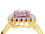 Yellow gold Fancy Pink Asscher  Cut Diamond Halo Ring with Round Brilliant Halo and Solitaire Band_32