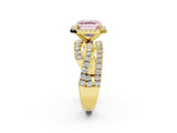 Yellow gold Fancy Pink Asscher Cut Diamond Halo Ring with Round Split Shank and Prong Setting_50