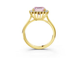 Yellow gold Fancy Pink Asscher  Cut Diamond Halo Ring with Solitaire Band and Prong Setting_49