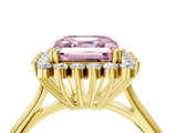 Yellow gold Fancy Pink Asscher  Cut Diamond Halo Ring with Solitaire Band and Prong Setting_50