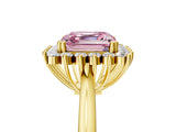 Yellow gold Fancy Pink Asscher  Cut Diamond Halo Ring with Solitaire Band and Prong Setting_51
