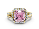 Yellow gold Fancy Pink Asscher Cut Diamond Halo Split Shank Engagement Ring_39