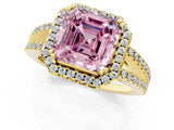 Yellow gold Fancy Pink Asscher Cut Diamond Halo Split Shank Engagement Ring_40