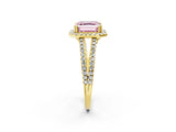 Yellow gold Fancy Pink Asscher Cut Diamond Halo Split Shank Engagement Ring_41
