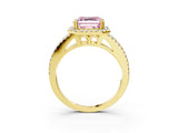 Yellow gold Fancy Pink Asscher Cut Diamond Halo Split Shank Engagement Ring_42