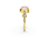 Yellow gold Fancy Pink Asscher  Cut Diamond Milgrain Marquise Band with Prong Setting_5