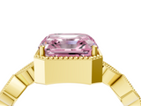 Yellow gold Fancy Pink Asscher  Cut Diamond Milgrain Marquise Band with Prong Setting_7