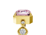 Yellow gold Fancy Pink Asscher  Cut Diamond Milgrain Marquise Band with Prong Setting_8