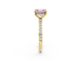 Yellow gold Fancy Pink Asscher  Cut Diamond Pavé Band Ring with Four-Prong Setting_22