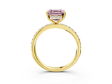 Yellow gold Fancy Pink Asscher  Cut Diamond Pavé Band Ring with Four-Prong Setting_23