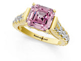 Yellow gold Fancy Pink Asscher  Cut Diamond Pavé Band Solitaire with Four-Prong Setting_16