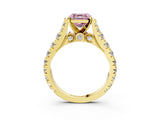 Yellow gold Fancy Pink Asscher  Cut Diamond Pavé Band Solitaire with Four-Prong Setting_18