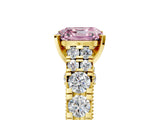 Yellow gold Fancy Pink Asscher  Cut Diamond Pavé Band Solitaire with Four-Prong Setting_20